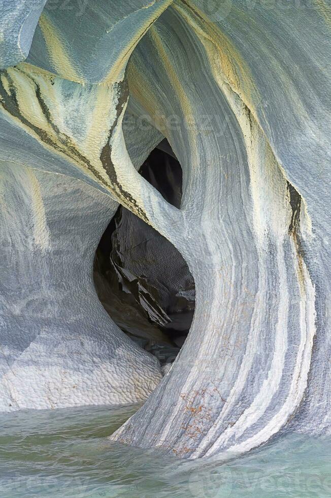 Marble Caves Sanctuary, Strange rock formations caused by water erosion, General Carrera Lake, Puerto Rio Tranquilo, Aysen Region, Patagonia, Chile photo
