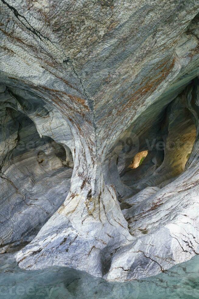 Marble Caves Sanctuary, Strange rock formations caused by water erosion, General Carrera Lake, Puerto Rio Tranquilo, Aysen Region, Patagonia, Chile photo