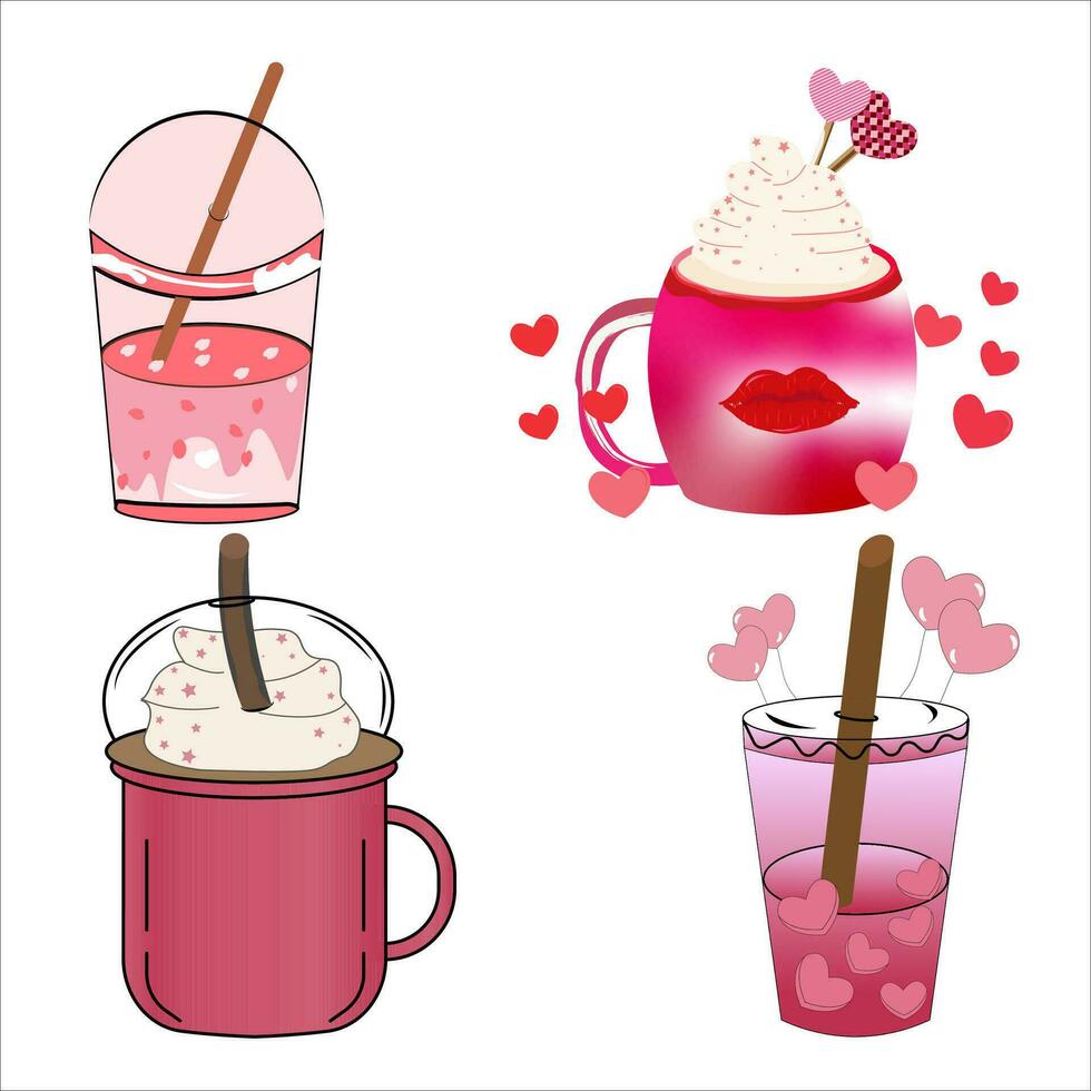 Watercolor valentine coffee cup clipart vector