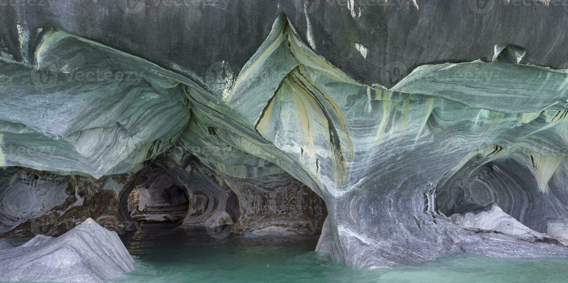 Marble Caves Sanctuary, Strange rock formations caused by water erosion, General Carrera Lake, Puerto Rio Tranquilo, Aysen Region, Patagonia, Chile photo