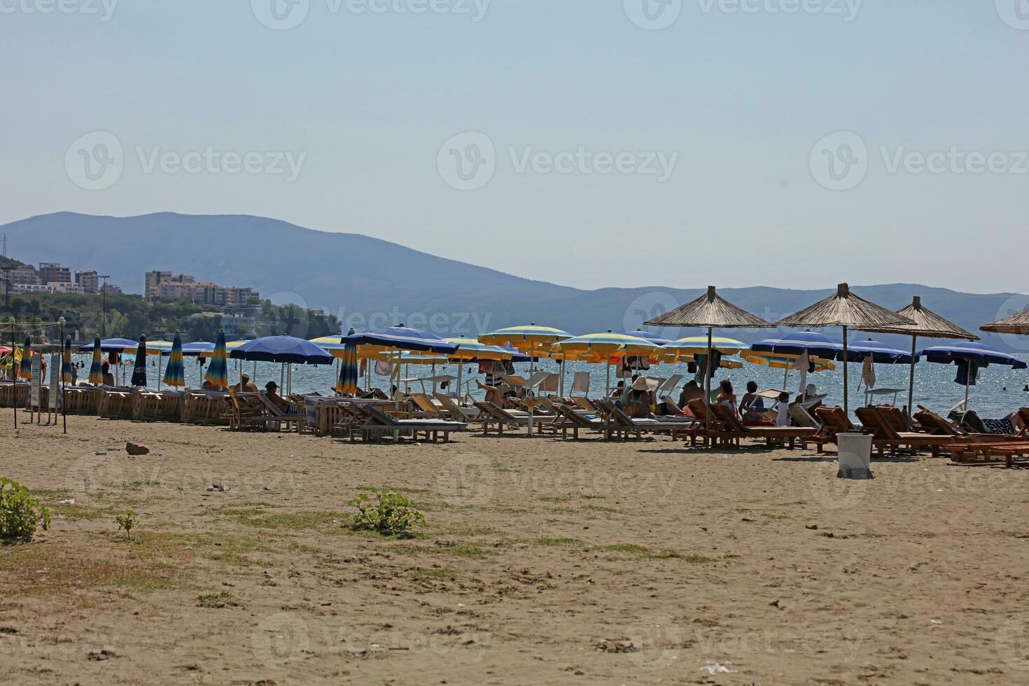 Vlore, Albania, Sunday 2 September 2023 Exploring center of the city Lungo Mare beach people swimming and beautiful summer places vibes high quality big size traveling photo