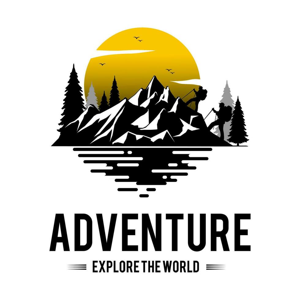 excursionismo aventuras logo vector diseño
