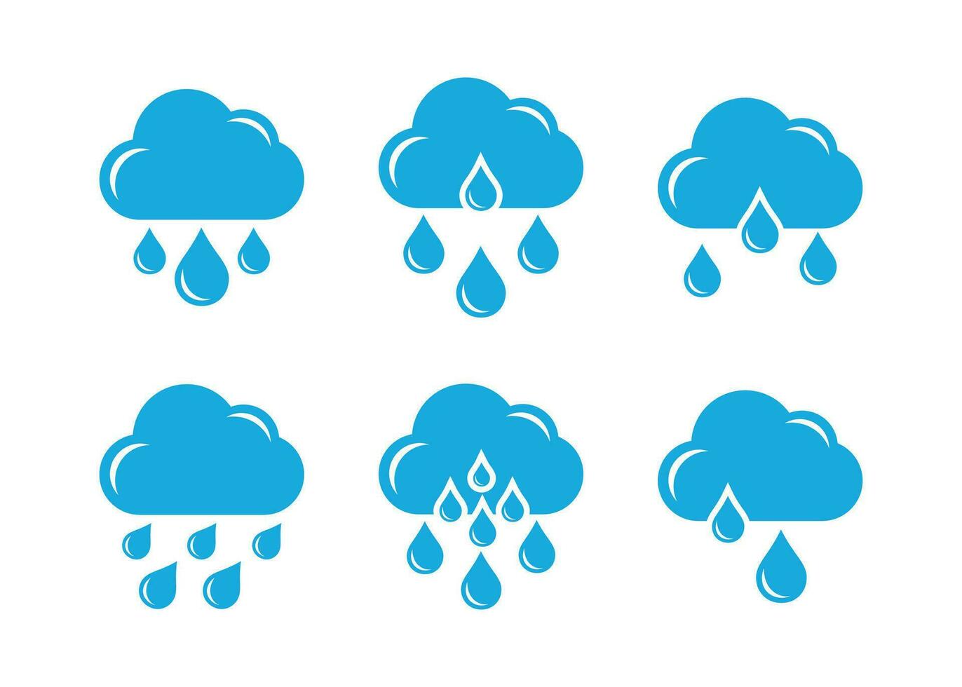 Rain icon set in trendy flat style isolated on white background. Cloud rain symbol for your website design, logo, app, UI. vector