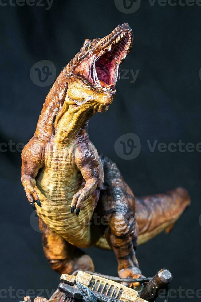 Trex Tyrannosaurus  dinosaur in the dark photo