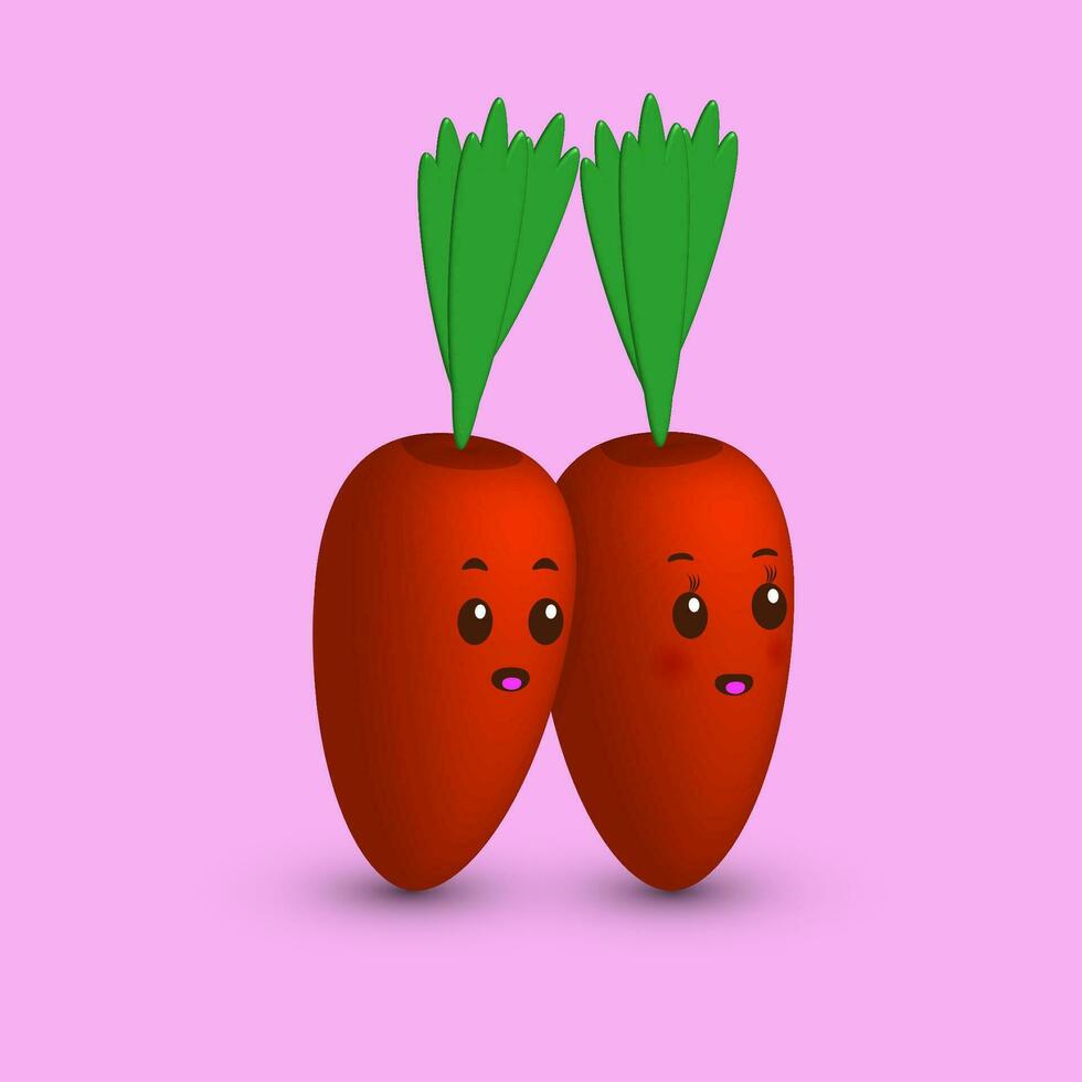 Pair of cute 3d carrots vector