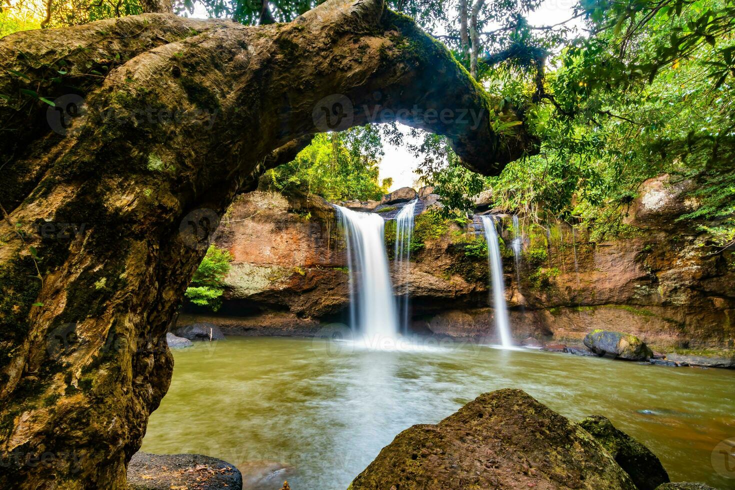 Beautiful Haew Suwat Waterfall at Khao Yai National Park Thailand photo