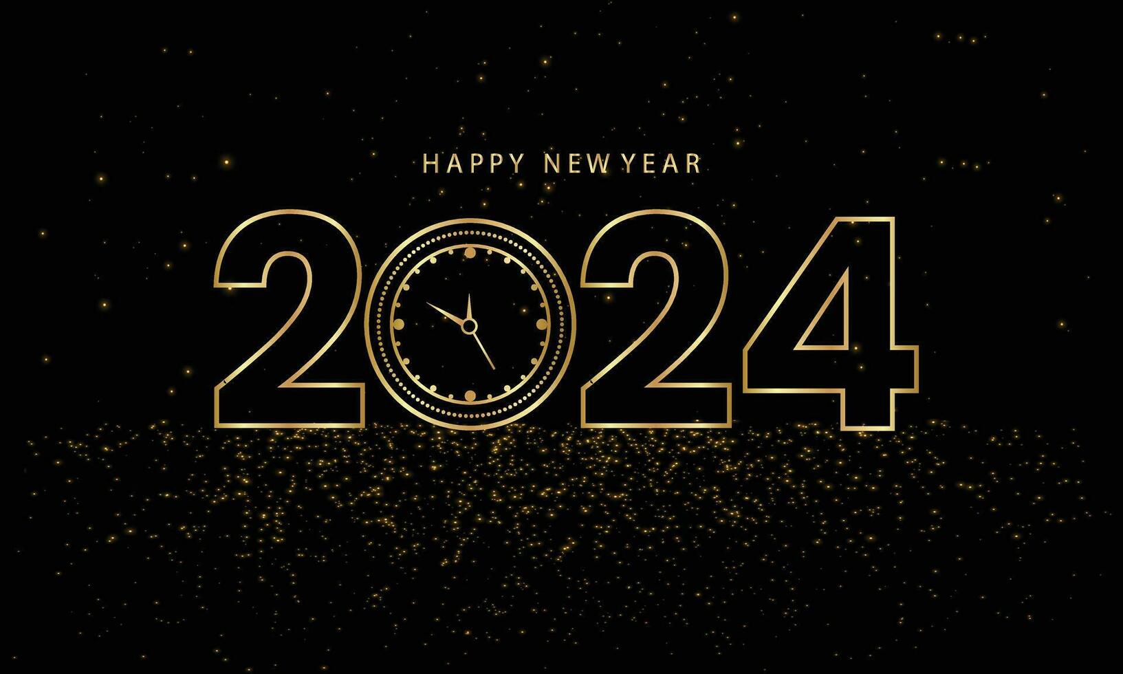 Happy New Year Celebration 2024 .Greeting festive card and banner design vector illustration.