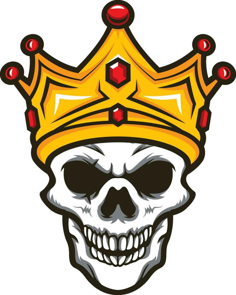 Skull King with Crown Mascot - Vector Graphic. King Skull Crown Vector. Skull with a crown