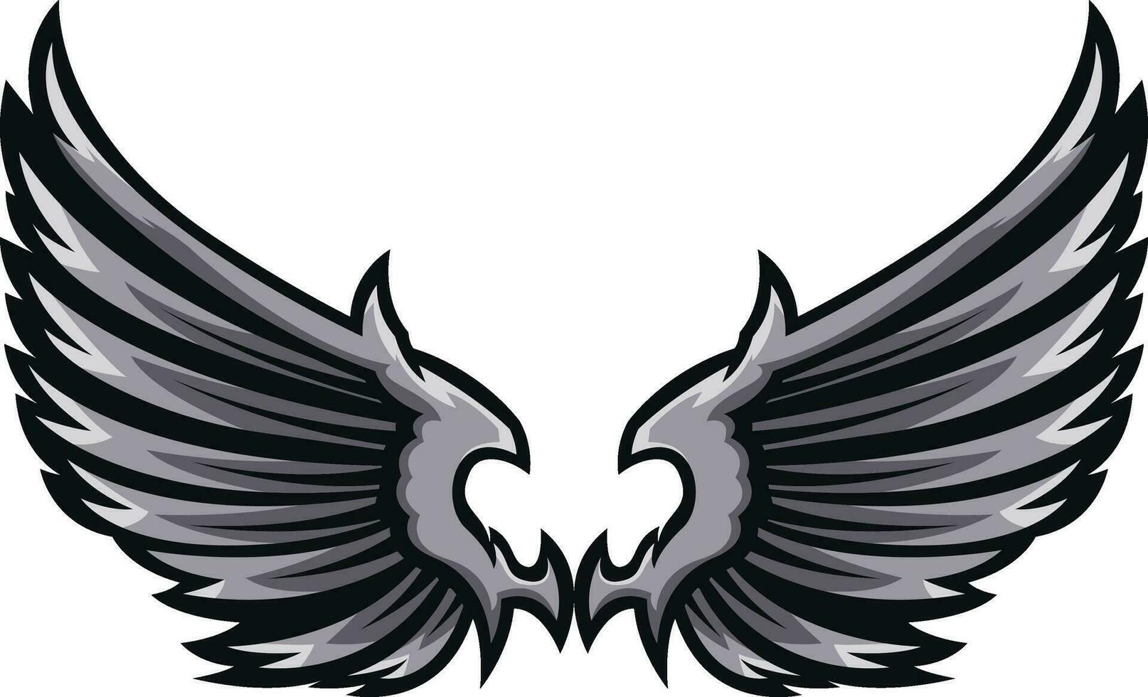 Bird wings illustration Wings Illustration in tattoo style vector set. fly illustration sign collection. pilot symbol.