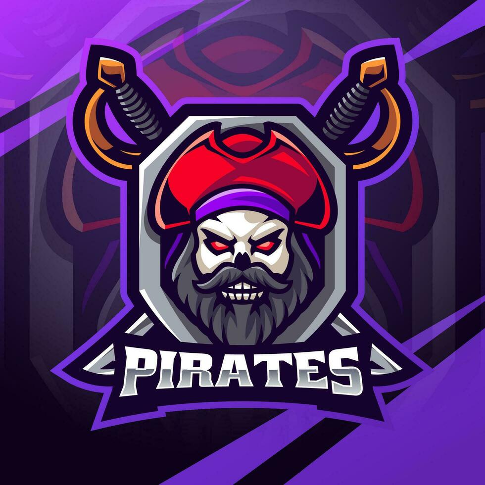 diseño de logotipo de juego de mascota piratas vector