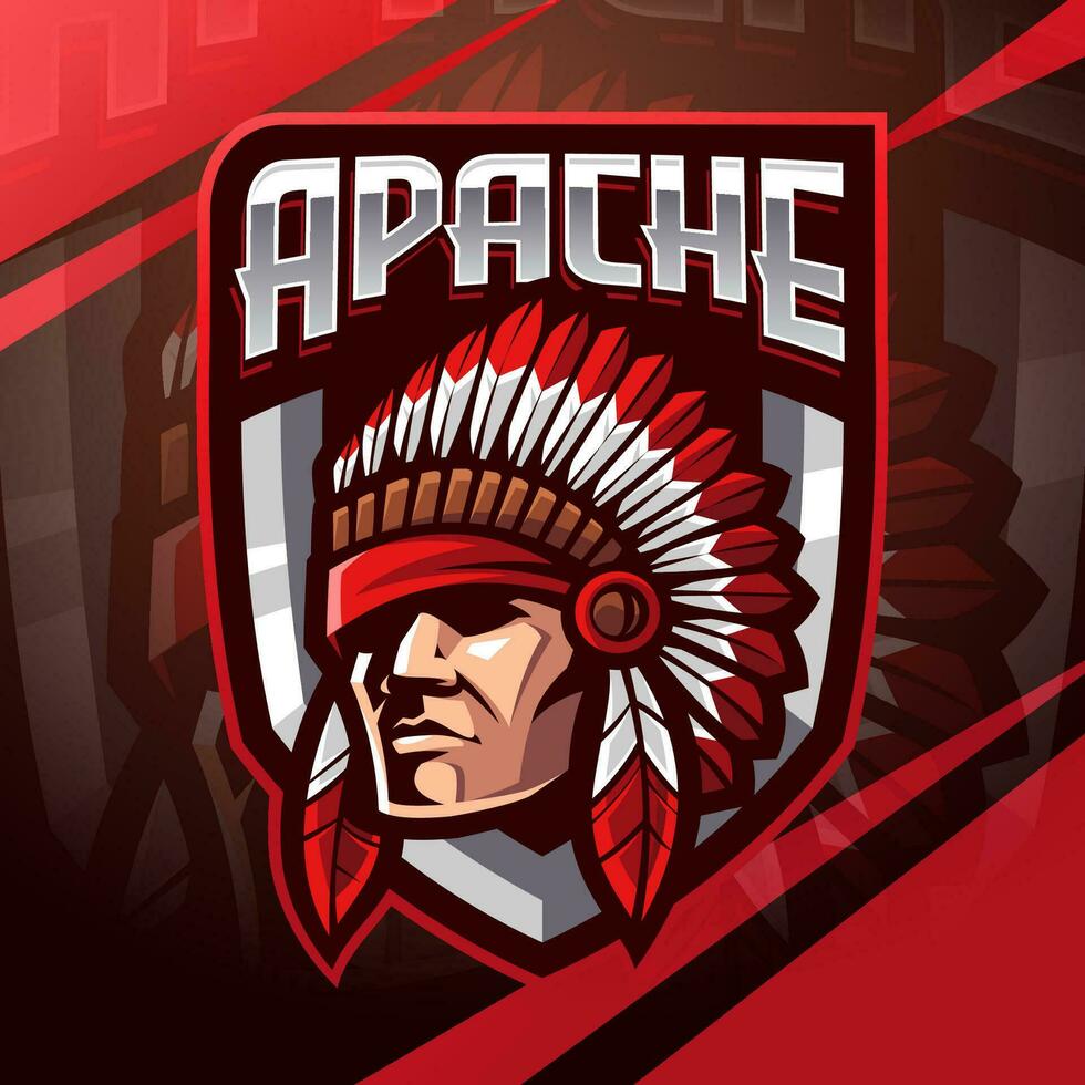 apache cabeza deporte mascota logo diseño vector