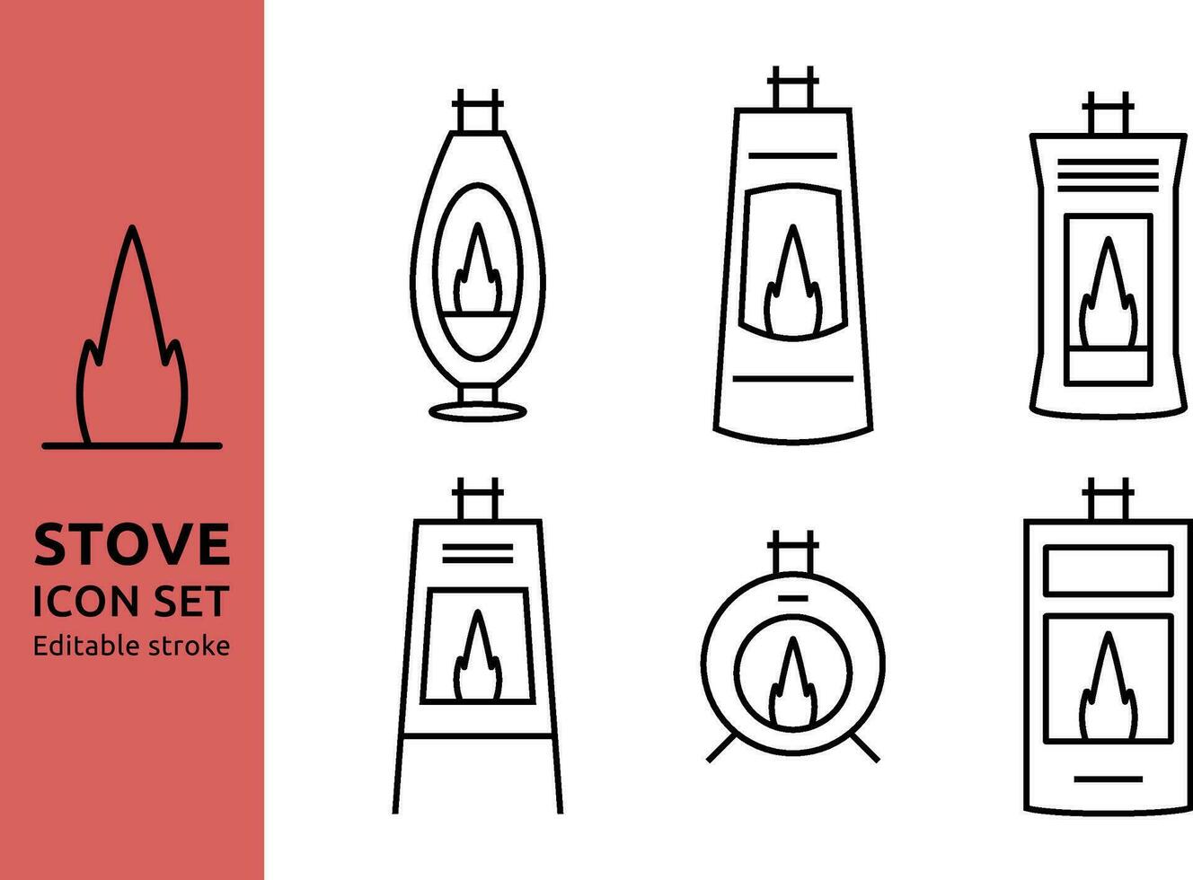 Stove icons designed in line art style can be used for web and print, editable stroke vector