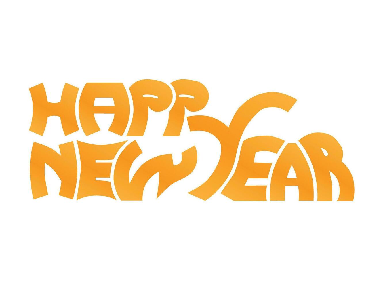 representación tipografía pintada logo símbolo nombre palabra contento nuevo año vector