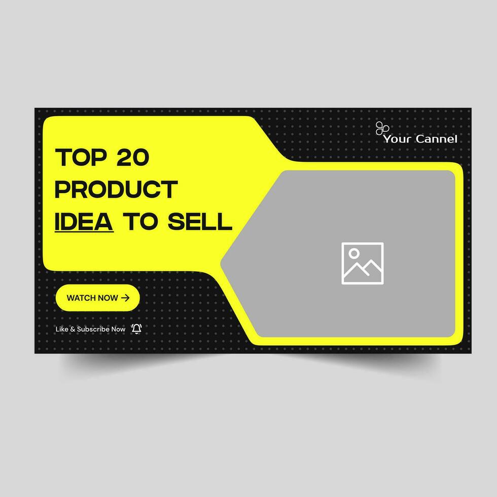Minimal product sell idea video thumbnail banner design, digital products tips and tricks video cover banner design, editable vector eps 10 file format