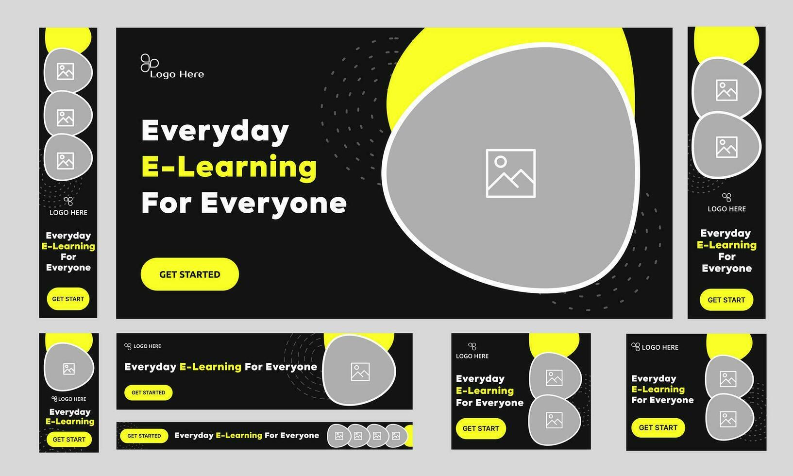 Creative online learning platform web set banner design, scoial media post, fully editable vector eps 10 file format