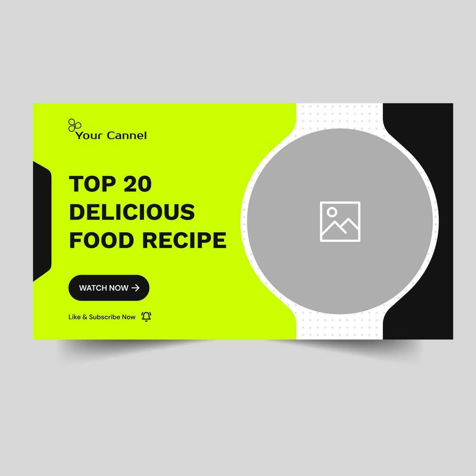 Minimal food thumbnail banner template design, delicious food review video cover banner design, fully editable vector eps 10 file format