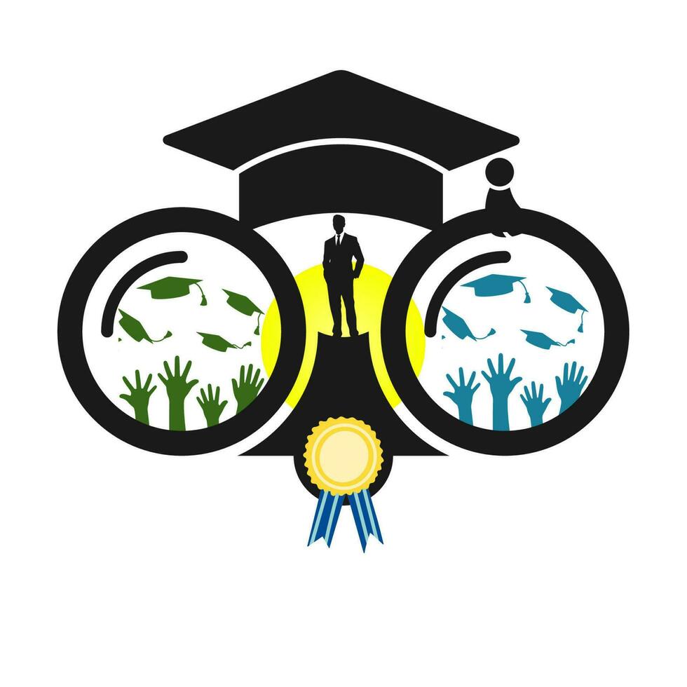 Bachelor's education scope, visualize people who have graduated from college and celebrate it vector