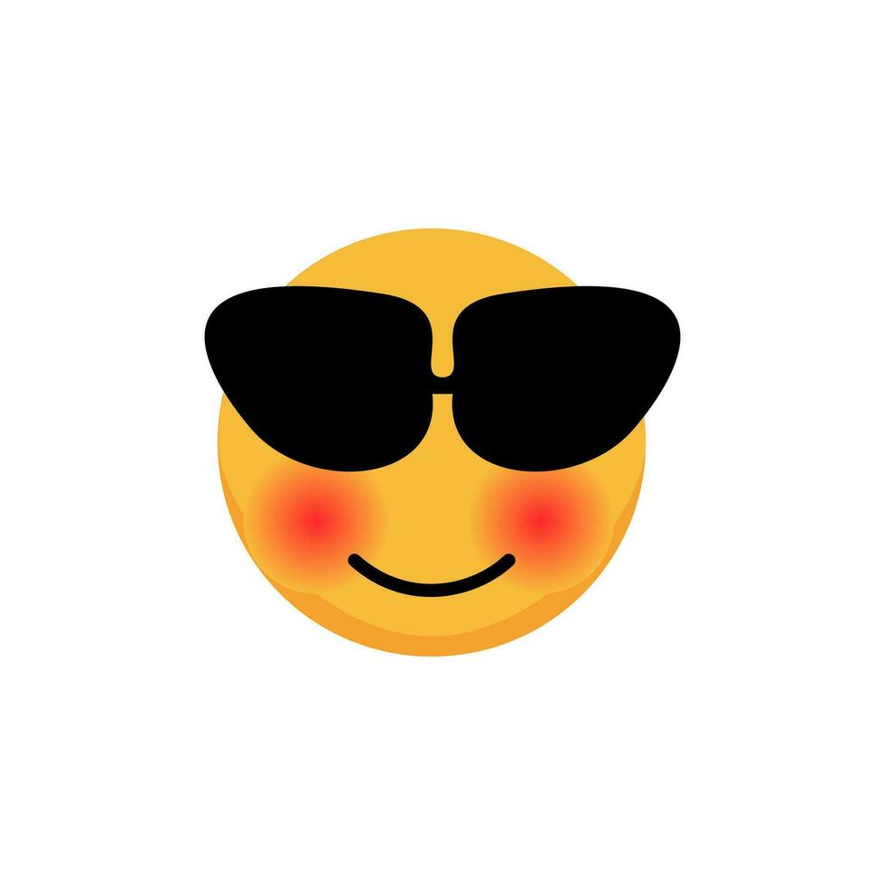 Business emoticon wearing dark sunglasses.  Cartoon emoji. Vector