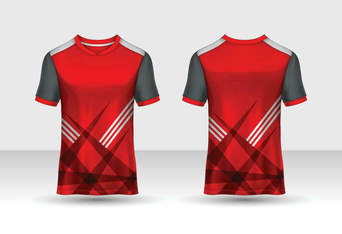 Sports jersey t shirt design concept vector template, Raglan Round neck tees football jersey concept with front and back view for Cricket, soccer, Volleyball, Rugby, tennis and badminton uniform