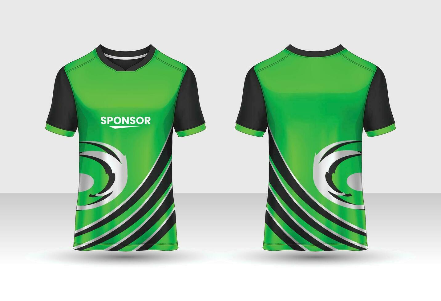 Sports jersey t shirt design concept vector template, Raglan Round neck tees football jersey concept with front and back view for Cricket, soccer, Volleyball, Rugby, tennis and badminton uniform