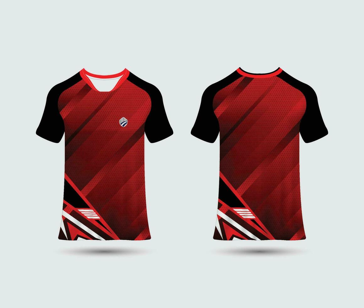 Sports jersey t shirt design for USA concept vector template, V neck raglan sleeve Football jersey concept with front and back view for Soccer, Cricket, Volleyball, Rugby, e-sport uniform