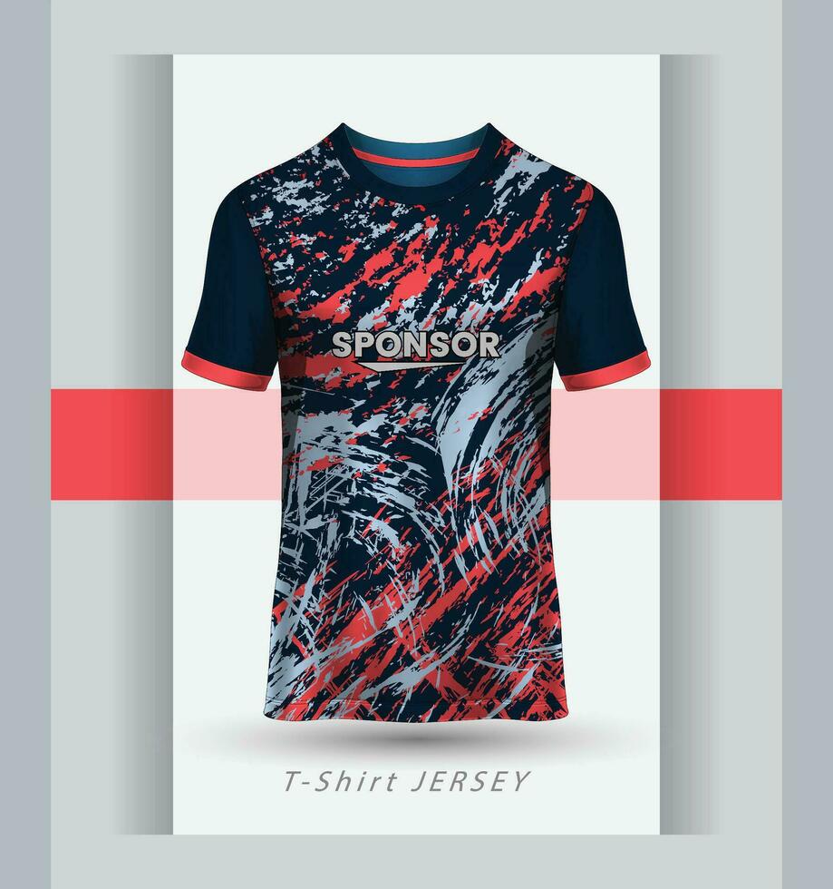 Sports jersey t shirt design flat sketch vector illustration, Abstract pattern Raglan Round neck tees football jersey concept with front view