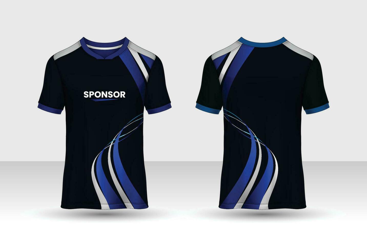 Sports jersey t shirt design concept vector template, Raglan Round neck tees football jersey concept with front and back view for Cricket, soccer, Volleyball, Rugby, tennis and badminton uniform