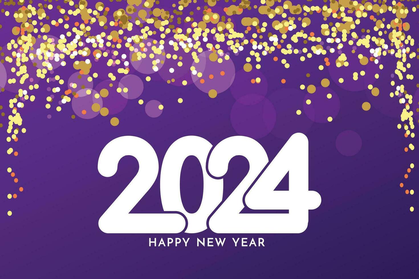 Happy new year 2024 square template with 3D hanging number. Greeting concept for 2024 new year celebration vector