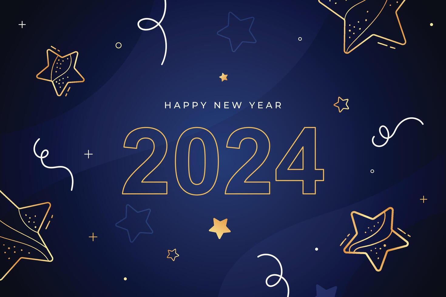 Happy new year 2024 square template with 3D hanging number. Greeting concept for 2024 new year celebration vector