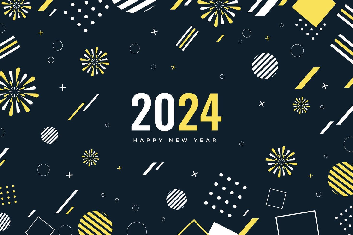 Happy new year 2024 square template with 3D hanging number. Greeting concept for 2024 new year celebration vector