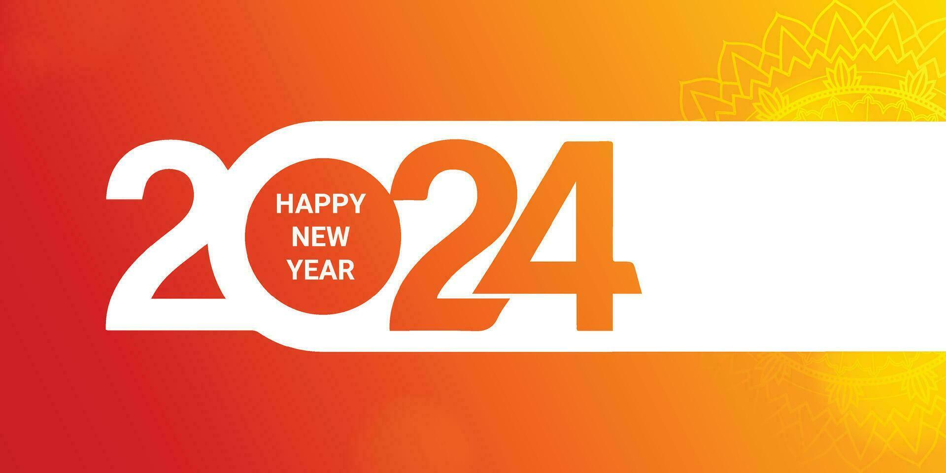 Happy new year 2024 square template with 3D hanging number. Greeting concept for 2024 new year celebration vector