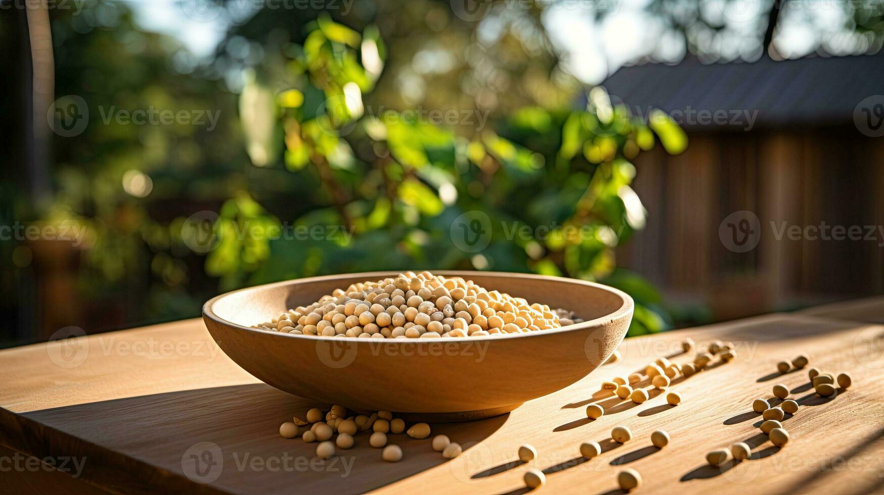 ai generado retrato un cuenco soja frijol en el mesa ai generativo foto