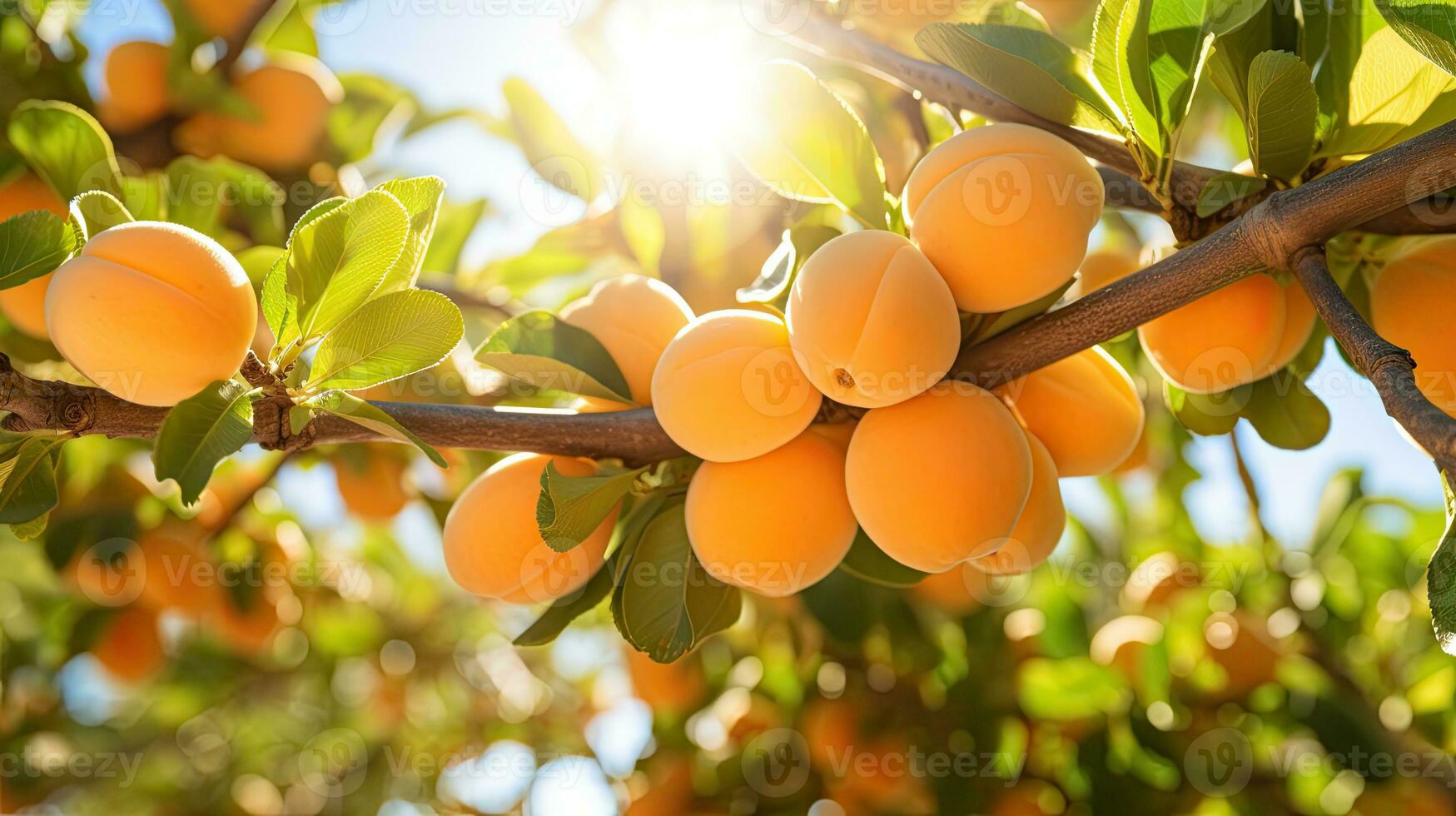 AI generated Fresh peach fruit with light exposure AI Generative photo