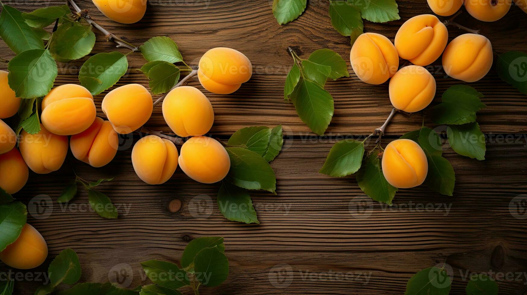 AI generated Portrait peach fruit on the wooden table AI Generative photo