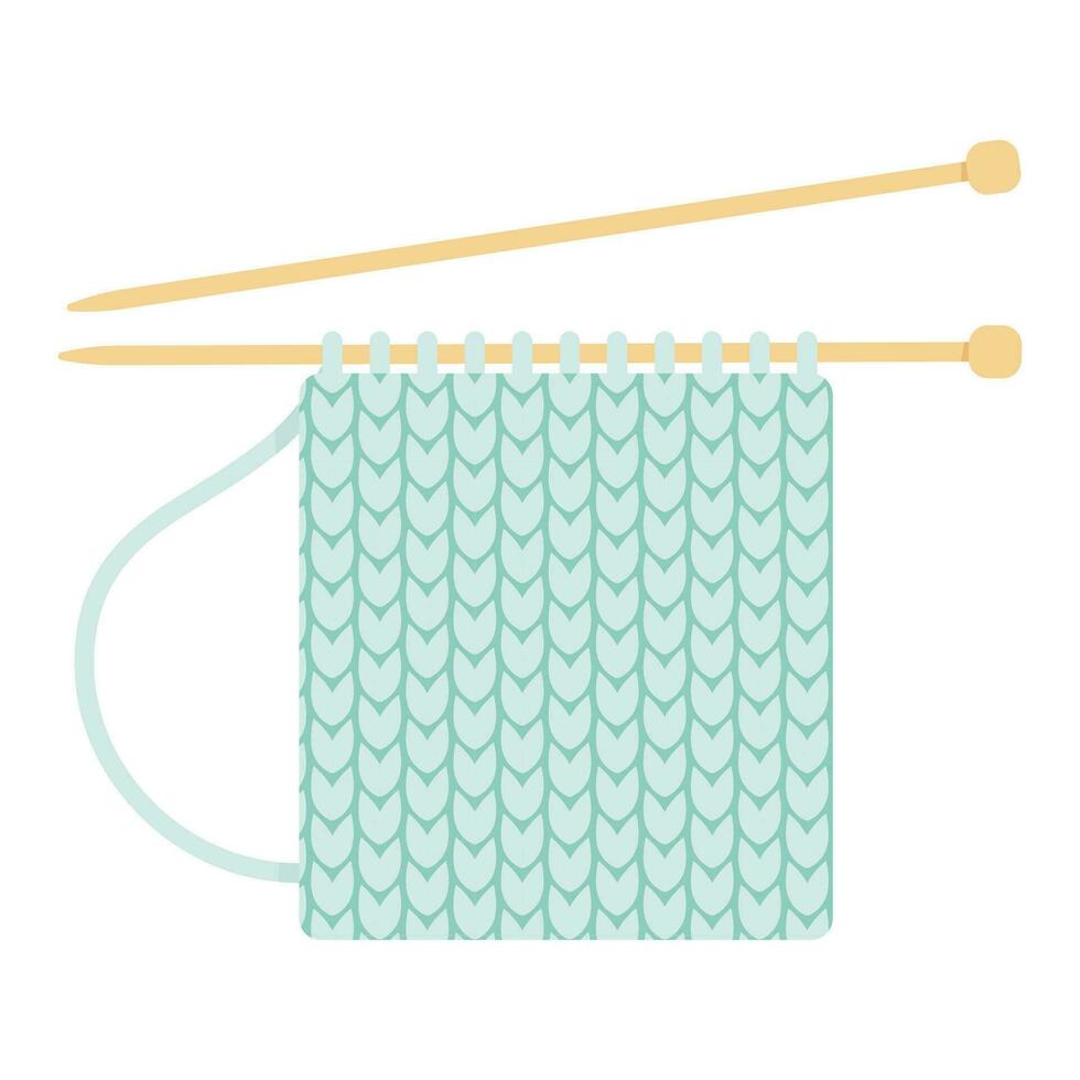 Knitting needles and knitted fabric vector