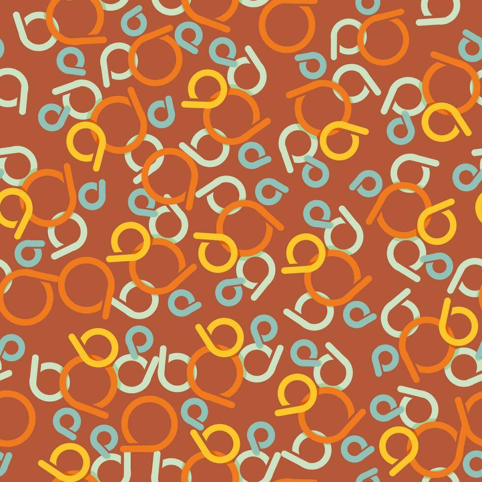 Brown seamless pattern made from multi-colored knitting markers vector