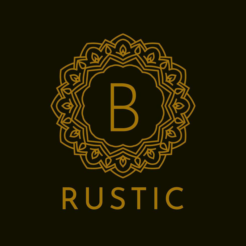 letter B rustic border initial vintage brand vector