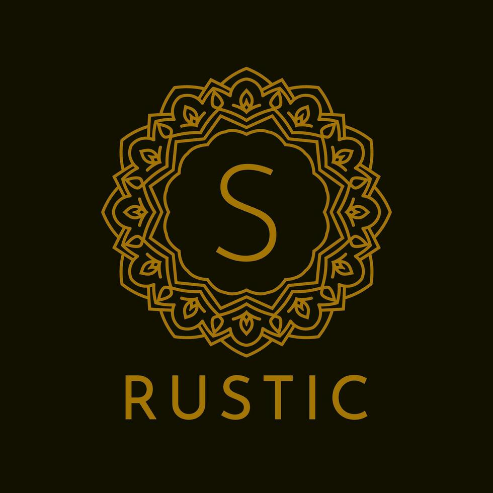 letter S rustic border initial vintage brand vector