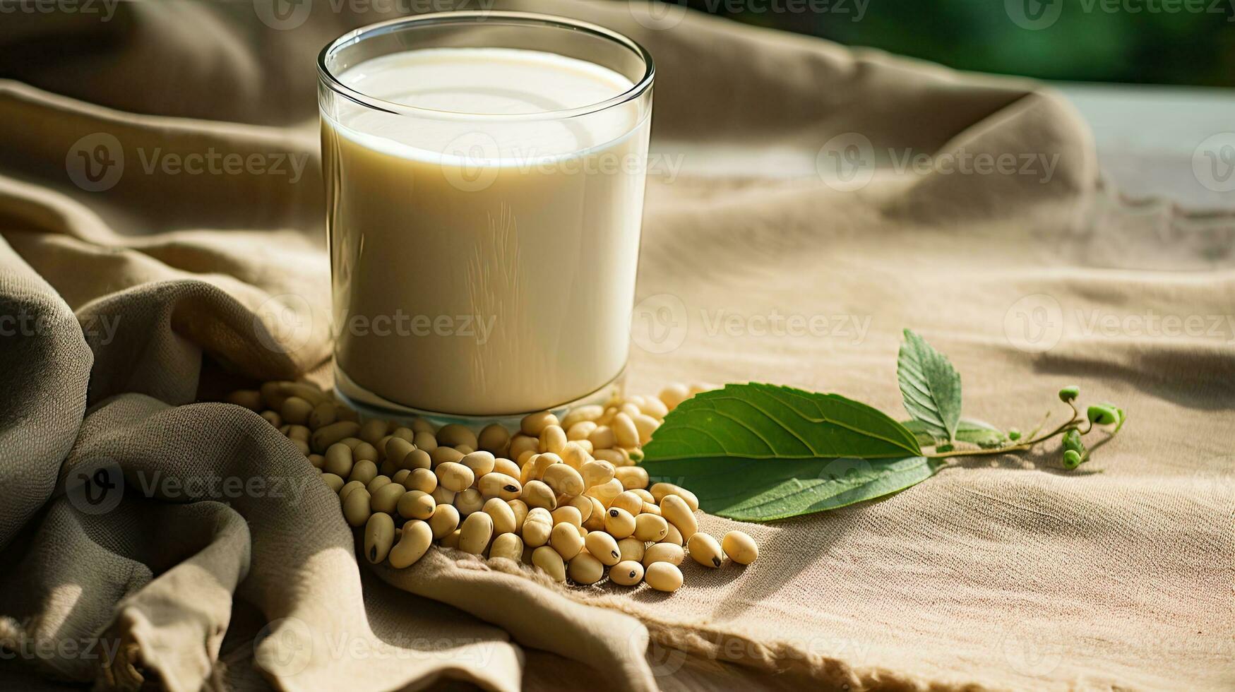 AI generated Delicious soy bean milk on the table AI Generative photo