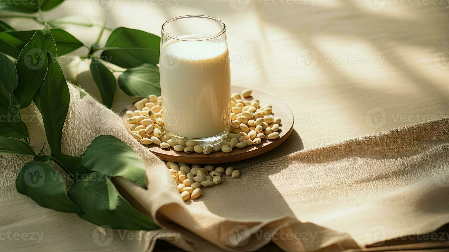 ai generado delicioso soja frijol Leche en el mesa ai generativo foto