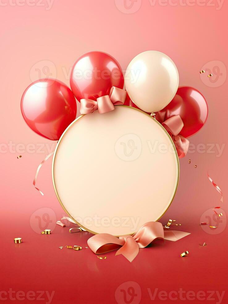 AI generated Circle rounded with ribbon and balloon AI Generative photo
