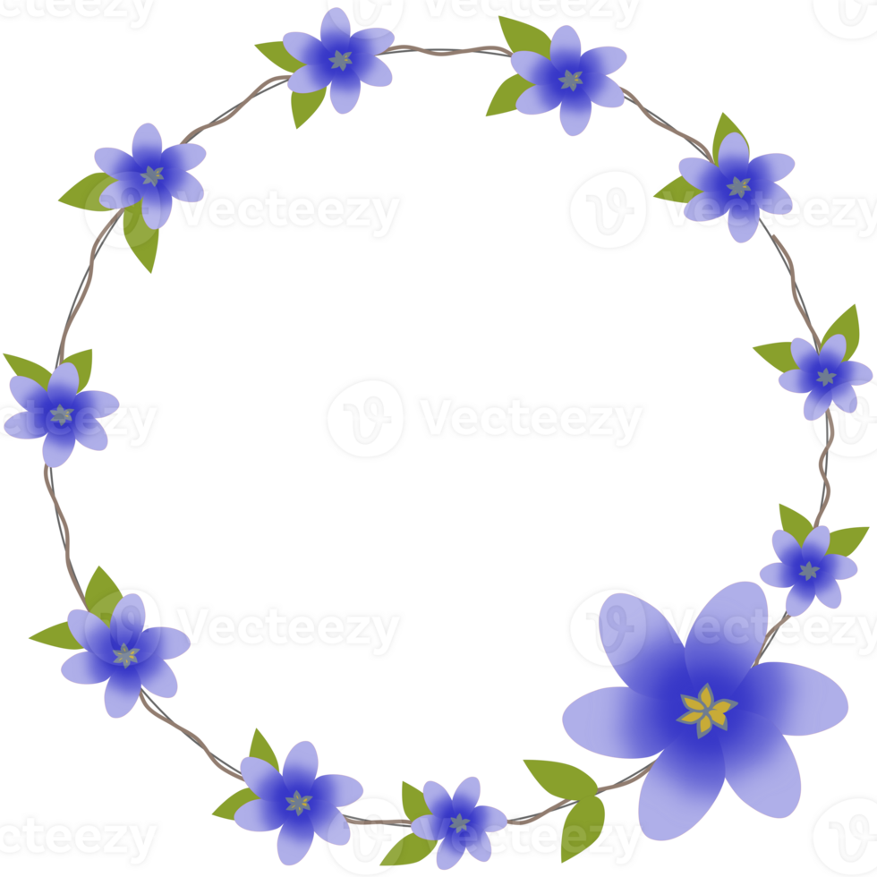 frame made of blue flowers png