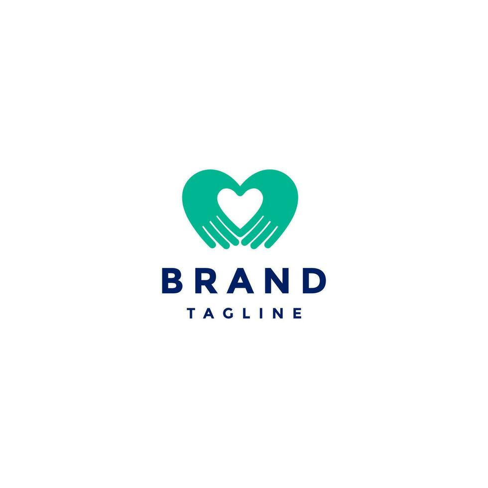 Two Hands Forming a Heart Symbol Logo Design. Heart Symbol Of Two Hands Joined Logo Design. vector