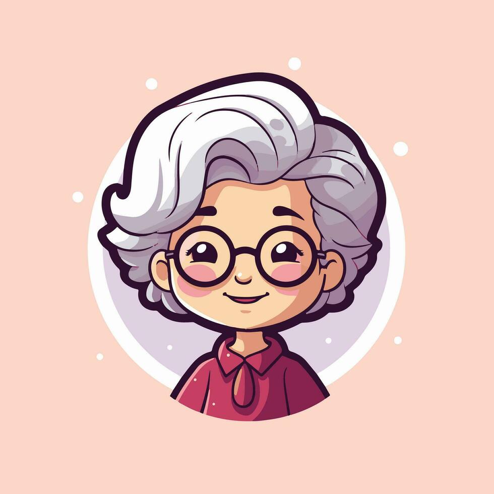 AI generated cute grandma classic granny icon illustration vector