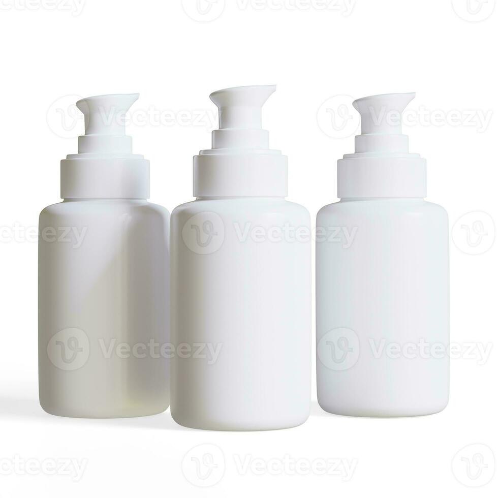 Realistic cosmetic pump white color rendering 3D illustration, Airless pump bottle serum can or White tube mockup photo