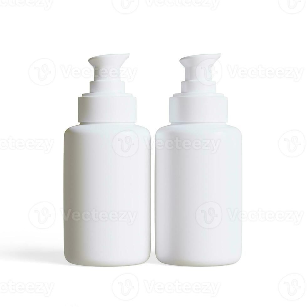 Realistic cosmetic pump white color rendering 3D illustration, Airless pump bottle serum can or White tube mockup photo