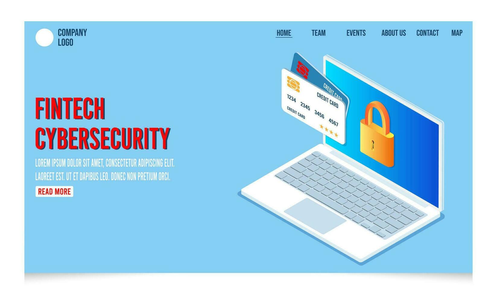 Credit card online payment with laptop and secure lock. Secure transaction, Cyber security financial technology concept. Vector illustration eps10