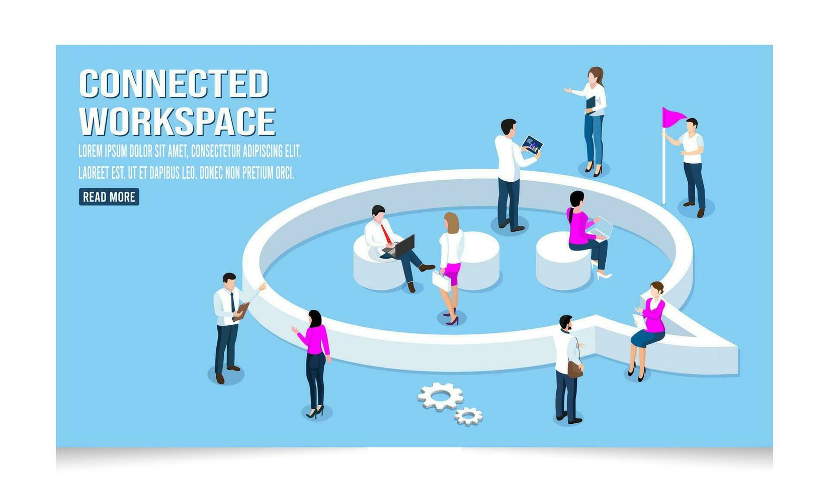 3D isometric concept of People working, communicating, and studying in a contemporary coworking workplace. vector illustration eps10
