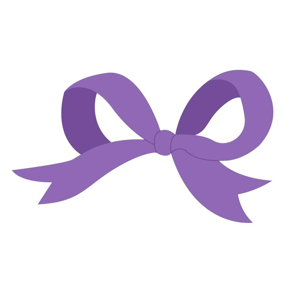 Simple hand drawn ribbon bow collection. Lilac bow. Bowknot for decoration. vector