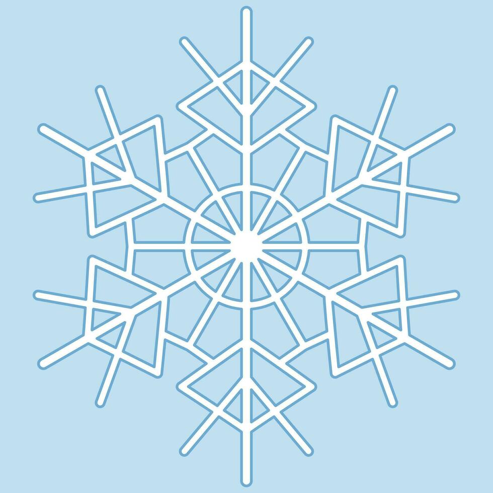 Cute snowflake isolated on blue background. vector